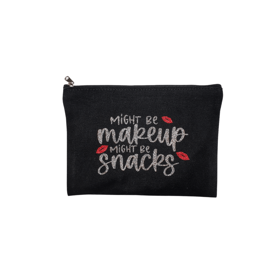 I always carry a small bag in my handbag,  usually keep my make-up to touch up throughout the day.
You can personalise it with your favourite quote.