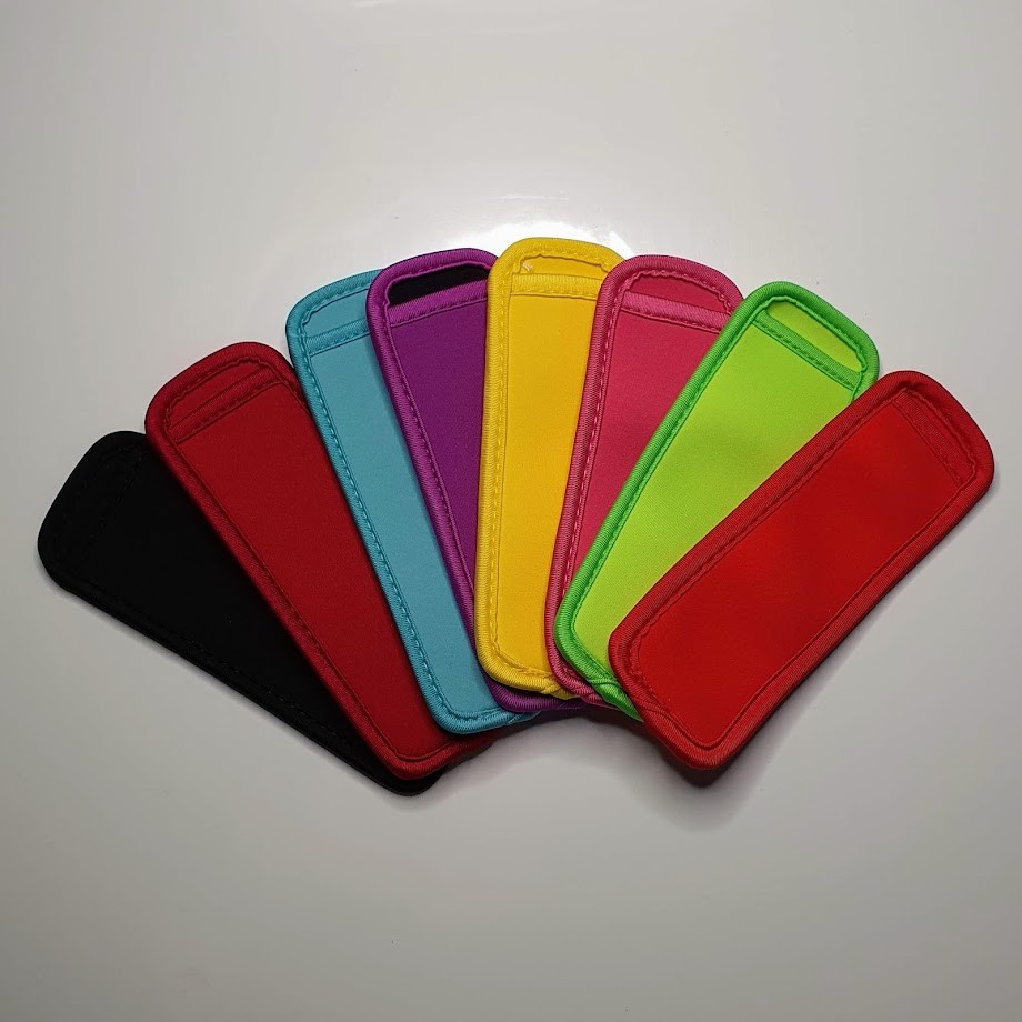 Black, Red, Light Blue, Purple, Yellow, Pink, Fluro-Green, Bright Red. Personalised Icy Pole Holders